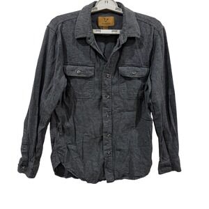 Outdoor Life Mens Medium Charcoal Grey Cotton Button Down Long Sleeve Shirt M